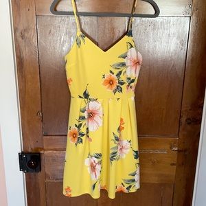 Floral Yellow A-line Summer Dress